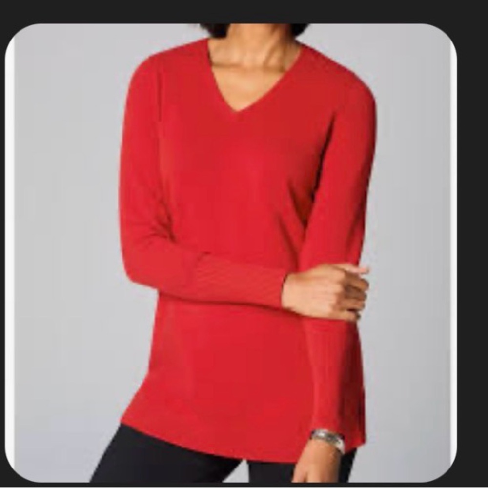 J. Jill Vibrant Red V-Neck Sweater
